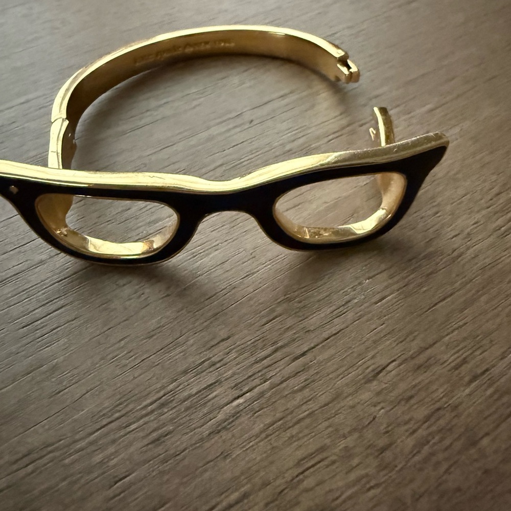 Kate Spade Gold and Black Glasses Cuff Bracelet